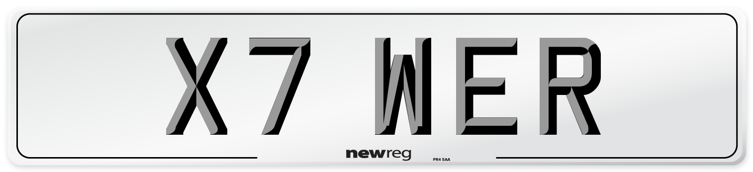 X7 WER Number Plate from New Reg